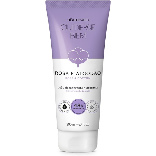 Loção Hidratante Desodorante Corporal Cuide-se Bem Rosa e Algodão 200ml