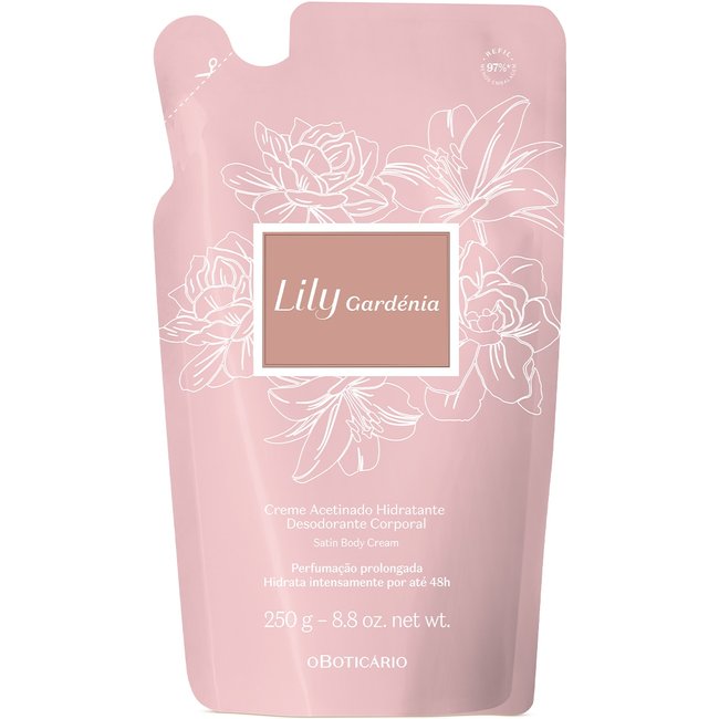 Refil Creme Acetinado Hidratante Desodorante Corporal Lily Gardénia 250g