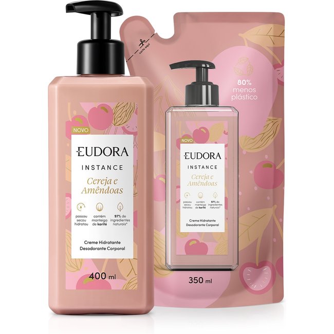 Combo Instance Cereja e Amêndoas: Loção Corporal 400ml + Refil Loção Corporal 350ml