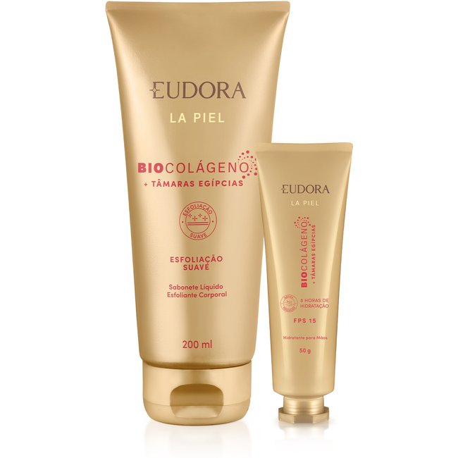 Combo La Piel Tâmaras Egípcias: Sabonete Líquido Esfoliante 200ml + Creme Hidratante para Mãos FPS15 50g