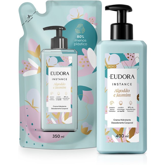 Combo Instance Algodão e Jasmim: Loção Corporal 400ml + Refil Loção Corporal 350ml