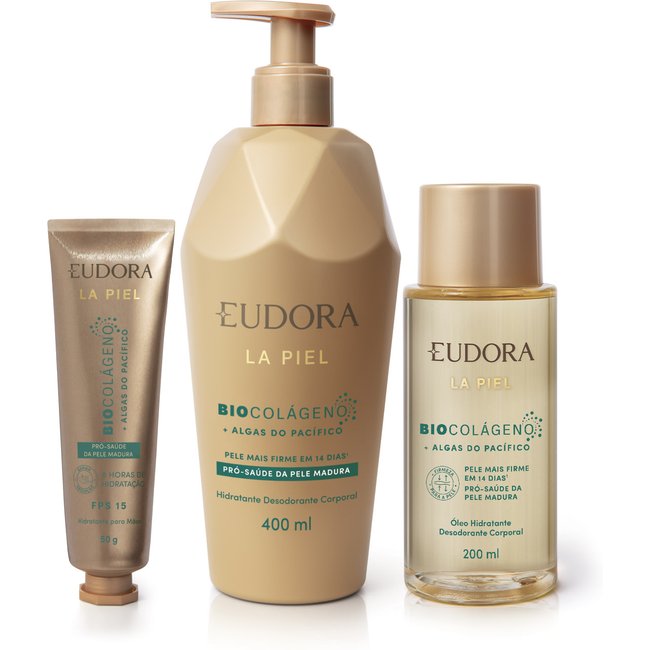 Combo La Piel Algas do Pacífico: Óleo Hidratante 200ml + Loção Corporal 400ml + Hidratante Para Mãos 50g