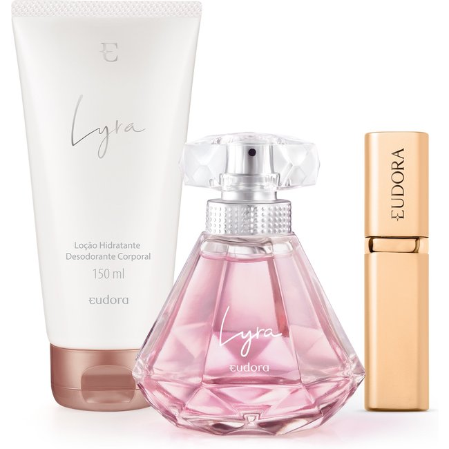 Combo Eudora Lyra Desodorante Colônia 75ml + Vaporizador Porta-Perfume + Loção Corporal 150ml