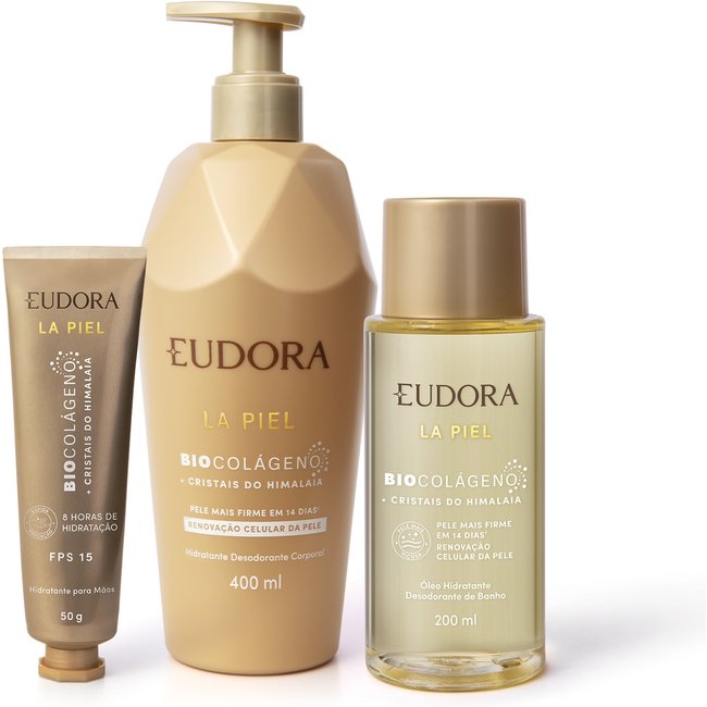 Combo La Piel Cristais do Himalaia: Óleo Hidratante Desodorante de Banho 200ml + Loção Corporal 400ml + Creme Hidratante para Mãos 50g