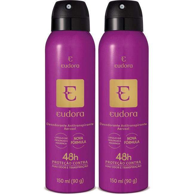 Combo Desodorante Antitranspirante Aerosol Eudora 2x150ml/90g