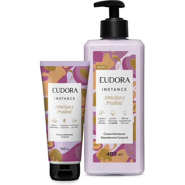 Combo Instance Ameixa e Praliné: Creme Corporal 400ml + Fondue Hidratante Desodorante Corporal 180ml