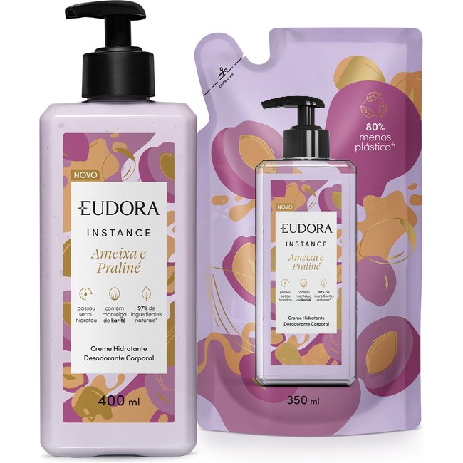 Combo Instance Ameixa e Praliné: Creme Corporal 400ml + Refil 350ml
