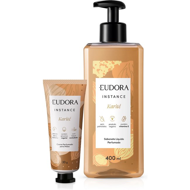 Combo Instance Karité: Sabonete Líquido Perfumado 400ml + Creme Perfumado para Mãos 30g