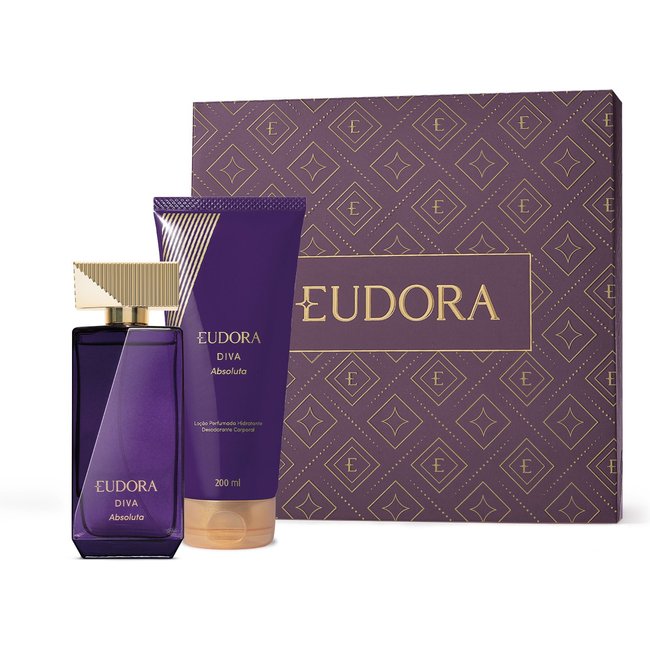 Combo Presente Eudora Diva Absoluta: Desodorante Colônia 100ml + Loção Corporal 200ml + Caixa Presenteável