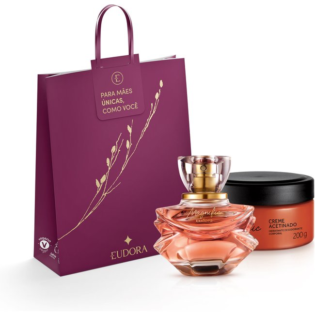 Combo Presente Combo Magnific: Eau de Parfum 75ml + Creme Acetinado 200g + Sacola Eudora M