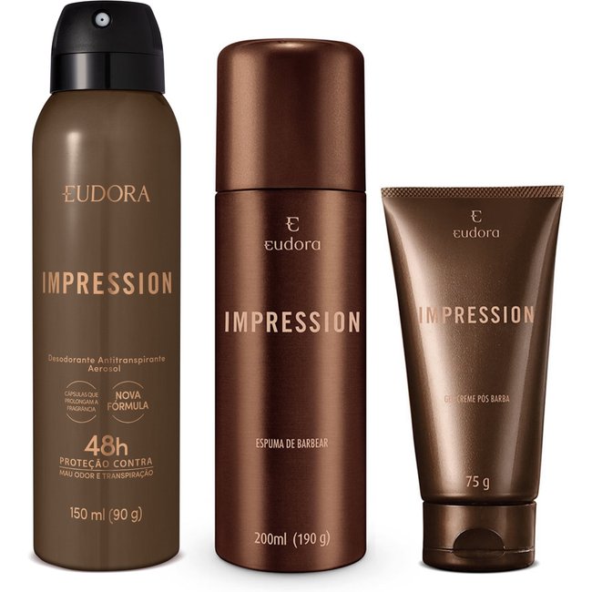 Combo Impression Desodorante Aerosol 150ml + Espuma para Barbear 200ml + Gel pós Barba 75g