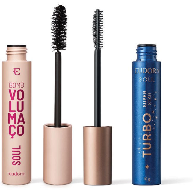 Combo Soul Cílios: Máscara Volumaço Bomb 10g + Máscara Super Star 10g