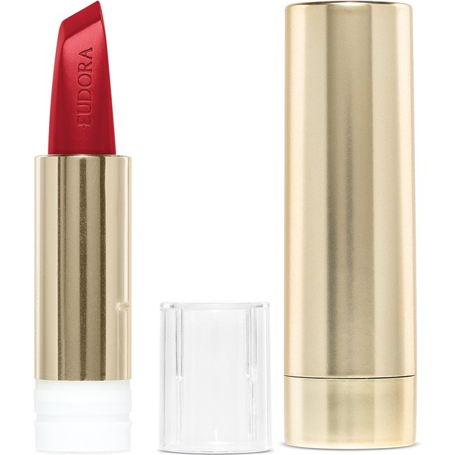 Combo Sofisticada e Envolvente: Batom Vermelho 3,4g + Case Dourado