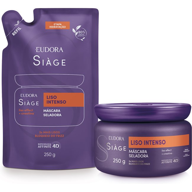 Combo Siàge Liso Intenso: Máscara Capilar 250g + Refil Máscara Capilar 250g