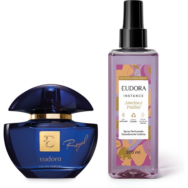 Combo Eudora Royal Eau de Parfum 75ml + Spray Perfumado Instance Ameixa e Praliné 200ml
