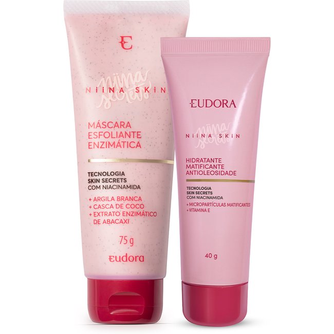 Combo Corpo: Esfoliante Enzimática 75g + Hidratante Matificante Antioleosidade Niina Skin 40g