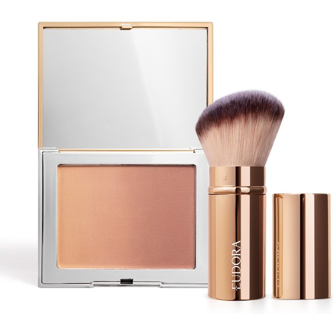Combo Make: Blush Bronzer GLAM 7g + Pincel Retrátil Multifuncional