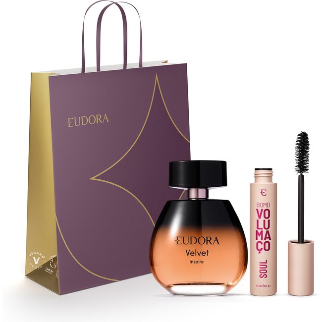 Combo Desodorante Colônia Velvet Inspire 100ml + Máscara de Cílios Bomb 10g + Sacola M
