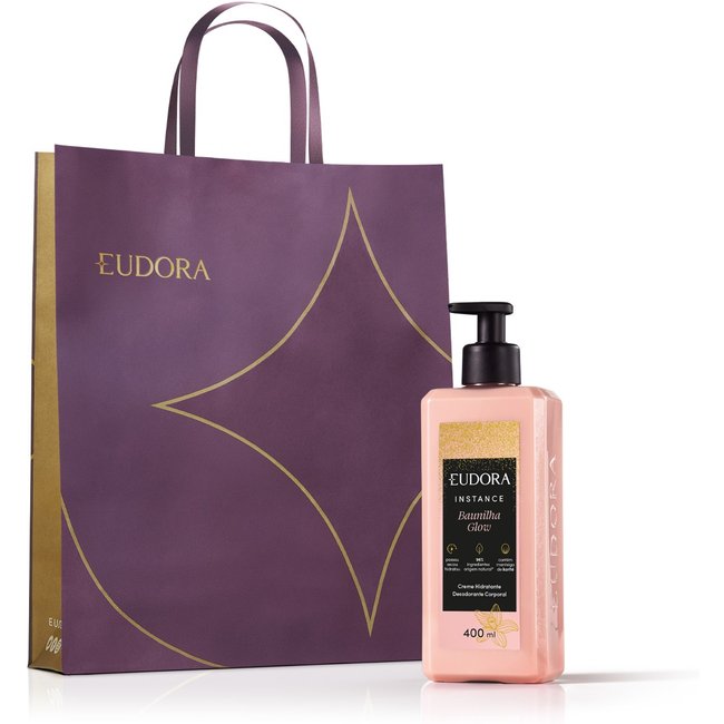 Combo Presente Instance Baunilha Glow: Creme Desodorante Hidratante Corporal 400ml + Sacola Eudora