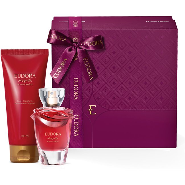 Combo Presente Magnific Rouge Camélia: Desodorante Colônia 75ml + Loção Desodorante Hidratante 200ml + Caixa de presente