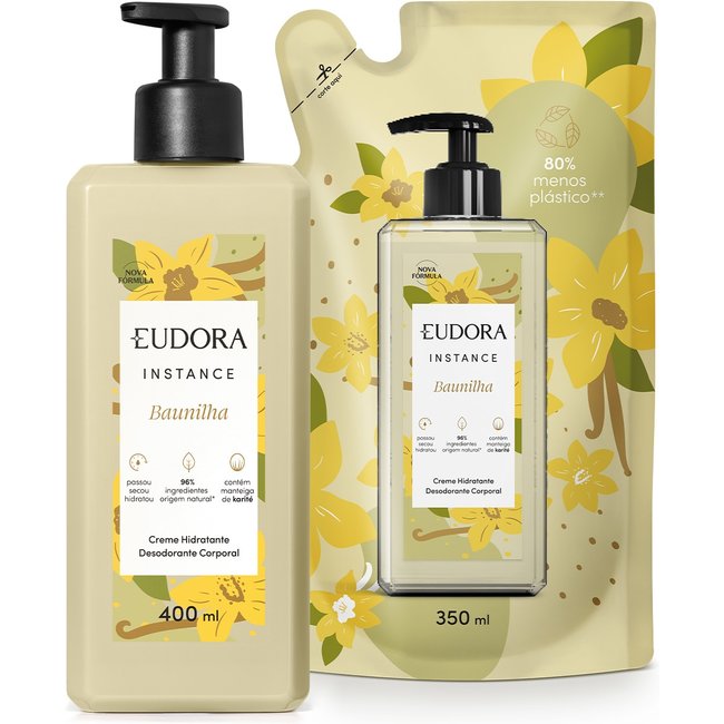 Combo Instance Baunilha: Creme Hidratante Desodorante Corporal 400ml + Refil Creme Hidratante Desodorante Corporal 350ml
