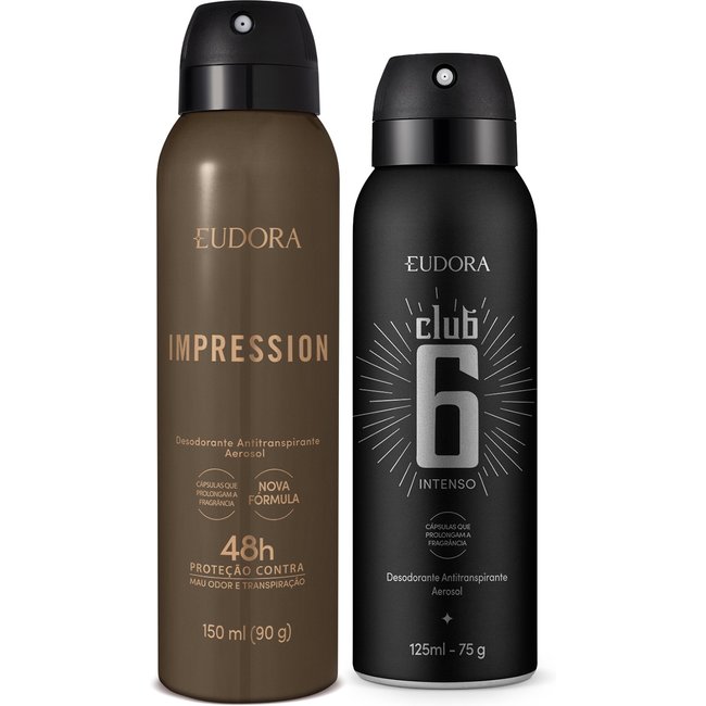 Combo Desodorante Aerossol: Impression 150ml/90g + Club 6 Intenso 125ml/75g