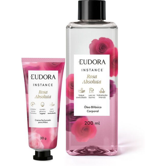 Combo Instance Rosa Absoluta: Óleo Bifásico 200ml + Creme para Mãos 30g