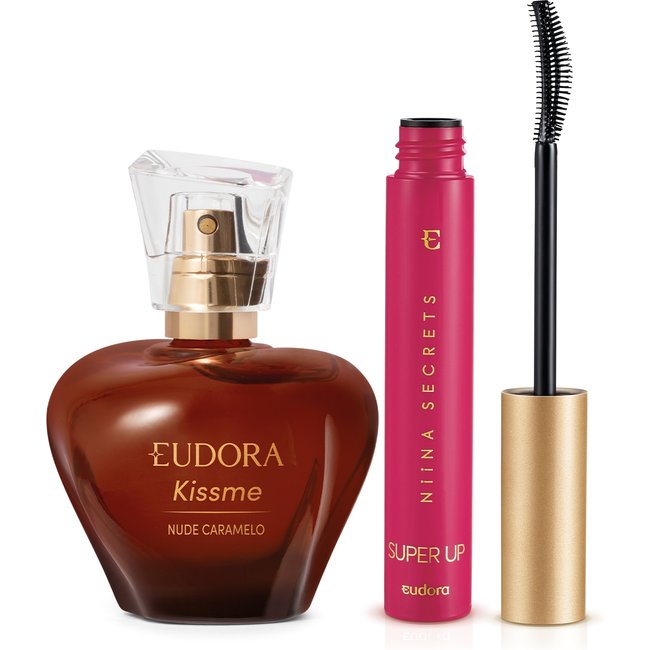 Combo Desodorante Colônia Kiss Me Nude Caramelo 50ml + Máscara para Cílios 8g