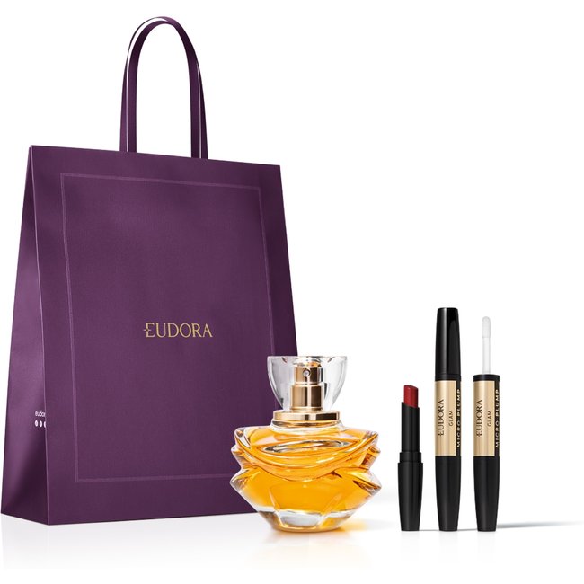 Combo Presente Eudora Magnific Audaz Eau de Parfum 75ml + Batom Duo Glam1,8g + Sacola M