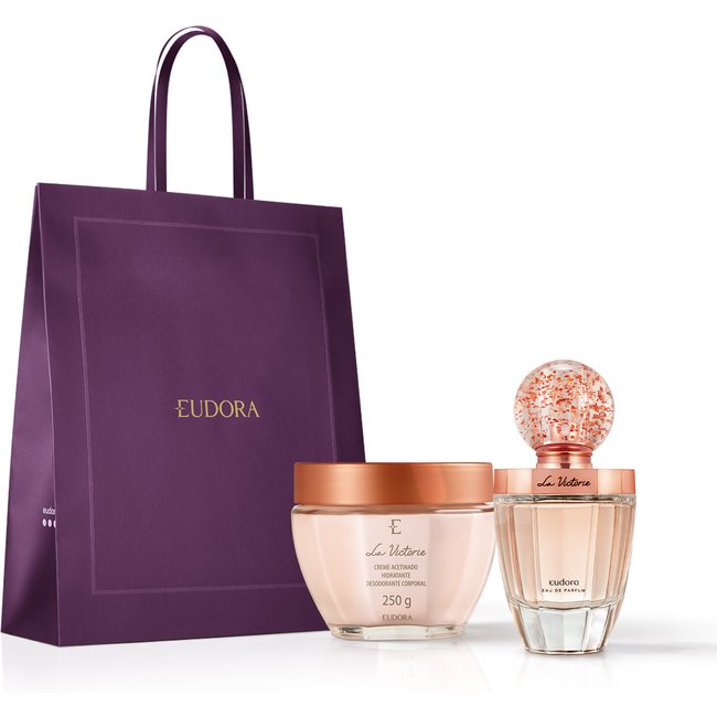 Combo Dia das Mães La Victorie: Eau de Parfum 75ml + Creme Acetinado Hidratante 250g + Sacola M