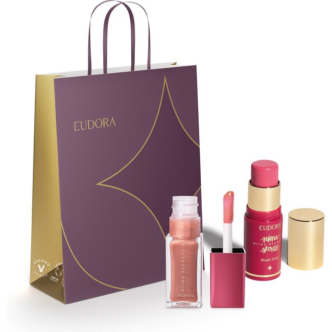 Combo Presente Niina Secrets: Gloss 7ml + Blush 5g + Sacola