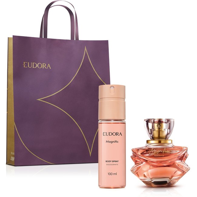Combo Presente Eudora Magnific: Eau de Parfum 75ml + Desodorante Body Spray 100ml + Sacola