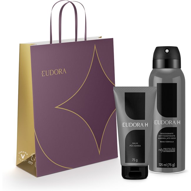 Combo Eudora H presente: Gel pós Barba 75g + Desodorante Antitranspirante Aerossol 125ml + Sacola