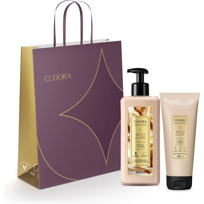 Combo Presente Instance Vanilla Caramel: Creme Corporal 400ml + Sabonete Em Calda Instance Vanilla Caramel 180ml + Sacola