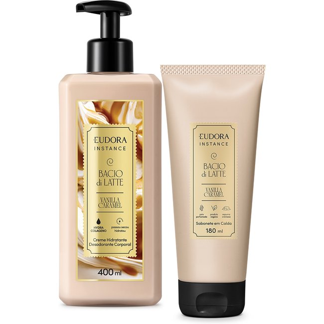 Combo Instance Vanilla Caramel: Creme Hidratante Desodorante Corporal 400ml + Sabonete em Calda Vanilla Caramel 180ml