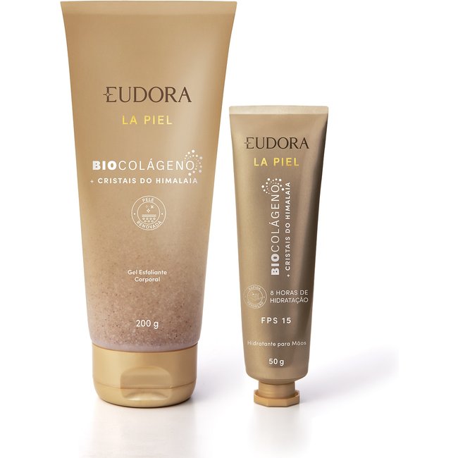 Combo La Piel Cristais Do Himalaia: Gel Esfoliante Corporal 200g + Creme Hidratante Para As Mãos FPS 15 50g
