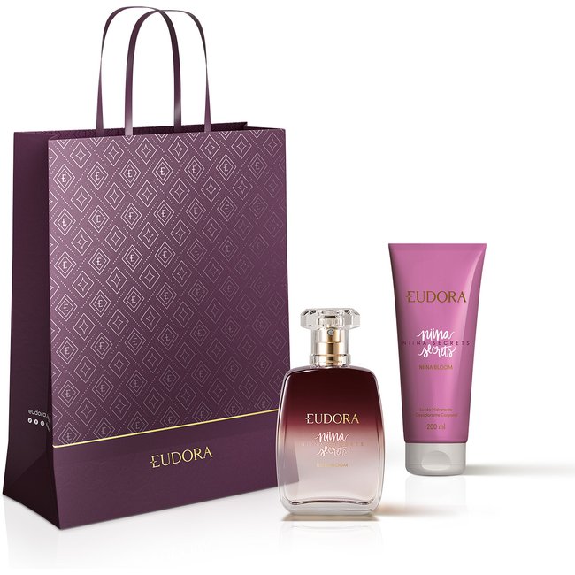 Combo Presente Niina Secrets Bloom: Desodorante Colônia 100ml + Loção Corporal 200ml + Sacola