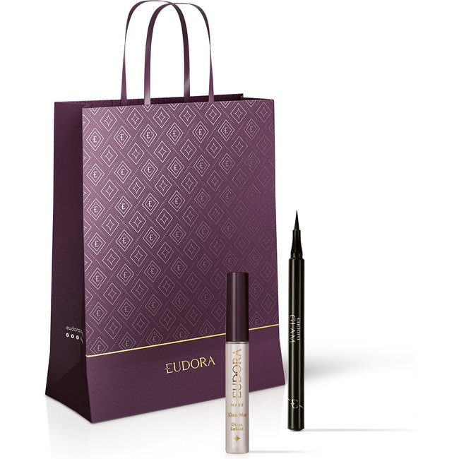 Combo Presente Make: Gloss Labial Kiss Me Incolor 5,2ml + Caneta Delineadora Glam 1ml + Sacola M