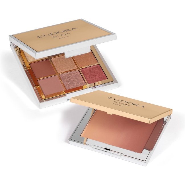 Combo Glam Metals: Blush Bronzer Degradê 7g + Paleta de Sombra 5,85g
