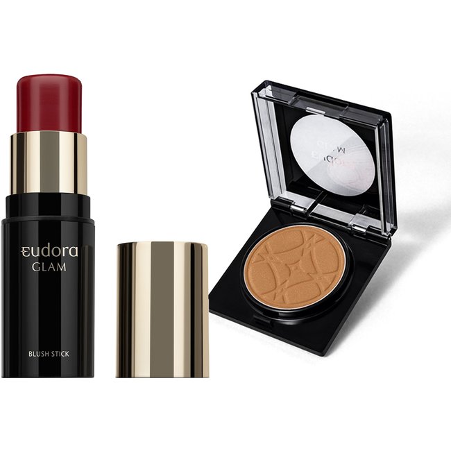 Combo Glam Blush: em Pó Brown Fashioned 5g + Stick Malva 5g