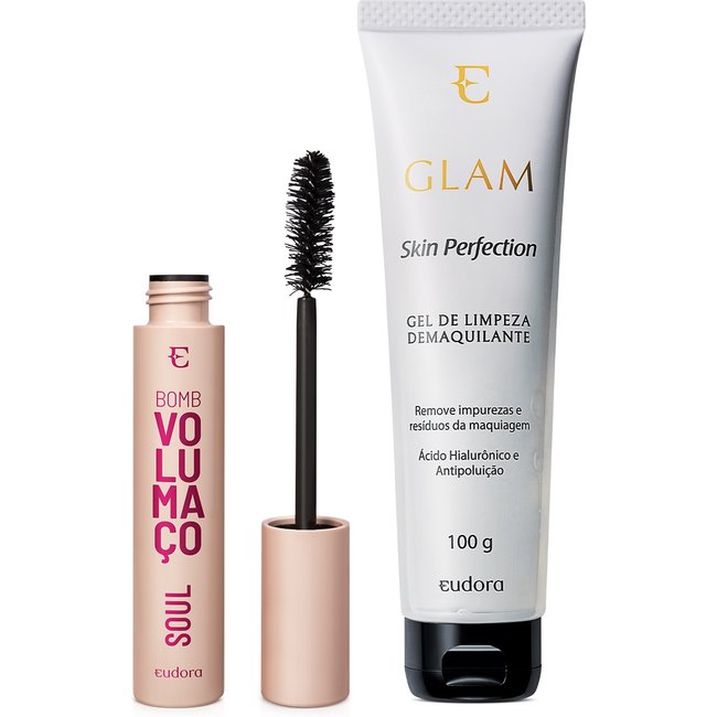 Combo Máscara de Cílios Bomb Volumaço Soul 10g + Gel Demaquilante Glam Skin Perfection 100g