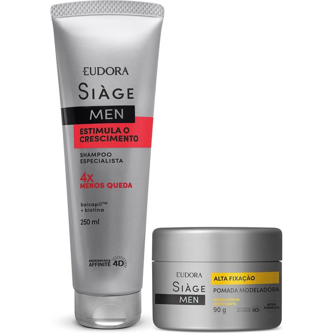 Combo Siàge Men: Pomada Modeladora 90g + Shampoo Estimula O Crescimento 250ml