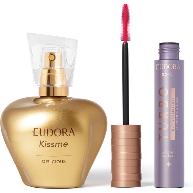 Combo Kiss Me Delicious Turbo: Desodorante Colônia 50ml + Máscara Cílios Turbo Ultra Resistente 10g