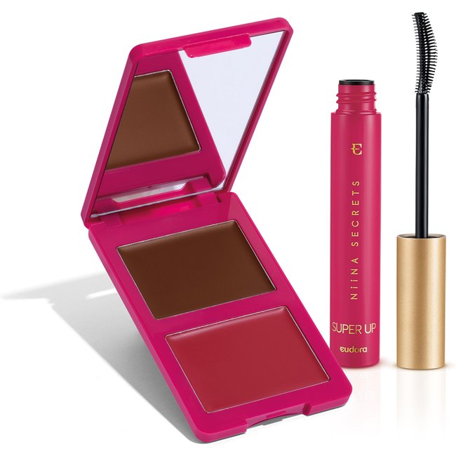 Combo Niina Secrets: Paleta Multifuncional Luminous Summer Cor 2 7g + Máscara para Cílios Super Up 8g