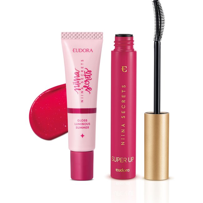 Combo Niina Secrets: Gloss Labial Luminous Vermelho 12ml + Máscara para Cílios Super Up 8g