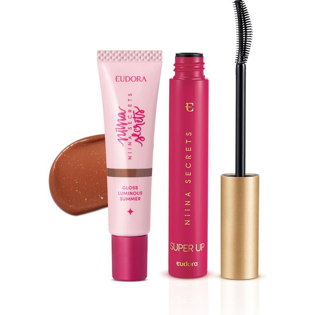 Combo Niina Secrets: Gloss Labial Luminous Marrom 12ml + Máscara para Cílios Super Up 8g