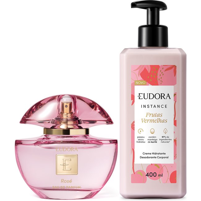 Combo Eudora Rosé Eau de Parfum 75ml + Creme Hidratante Desodorante Corporal Instance Frutas Vermelhas 400ml