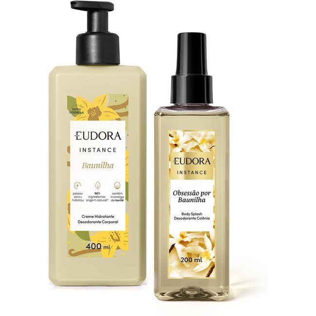 Combo Instance Baunilha: Creme Hidratante Desodorante Corporal 400ml + Spray Perfumado Desodorante Colônia 200ml