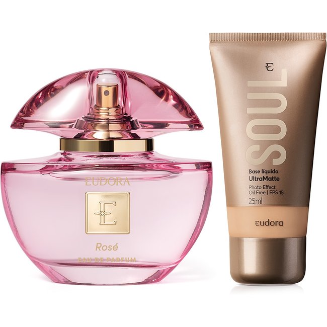 Combo Eudora Rosé Eau de Parfum 75ml + Base Líquida Soul Ultra Matte Cor 10 25ml