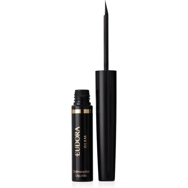 Delineador Líquido Para Olhos Preto Eudora Glam 3ml